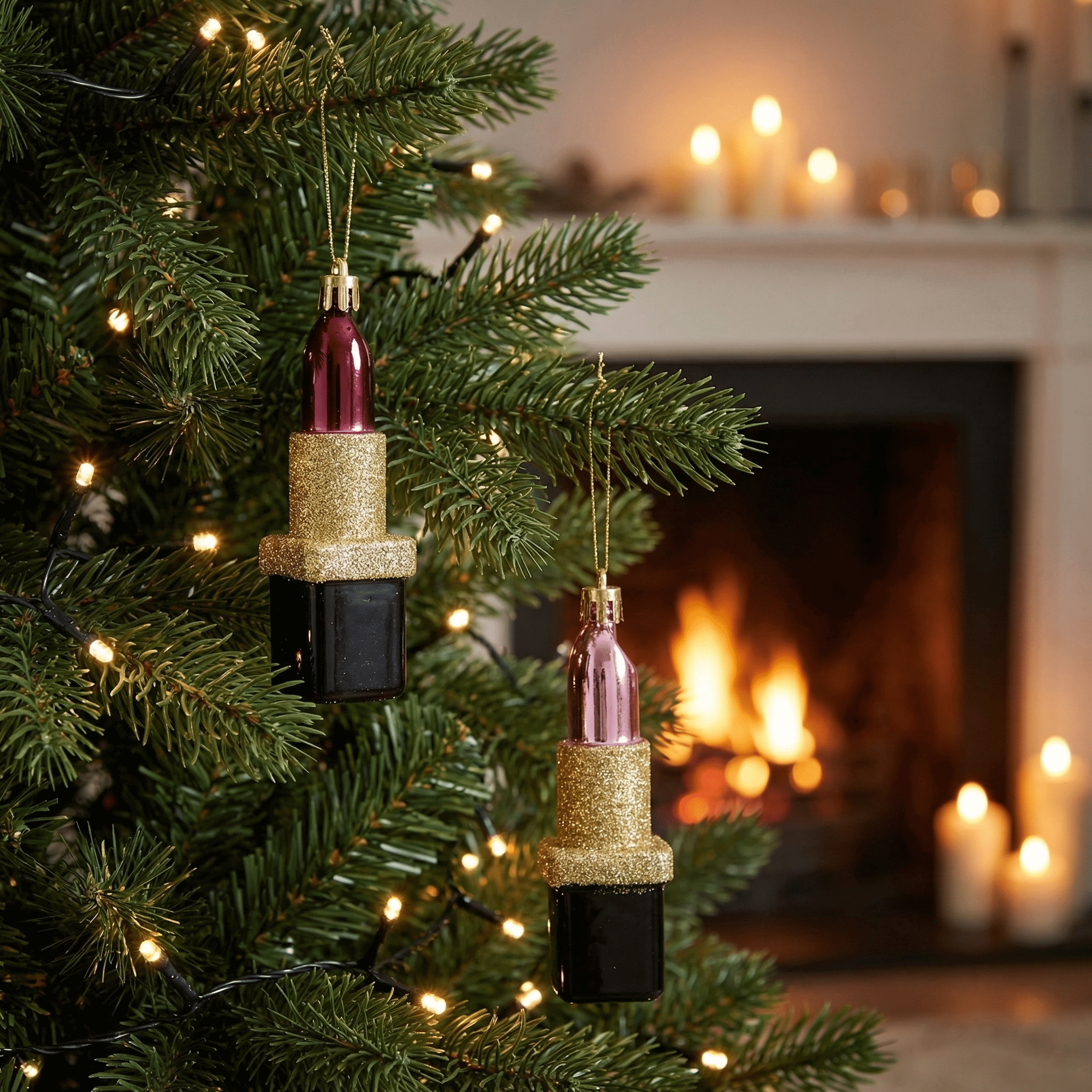 Christbaumanhänger "Lipstick" rot und rosa 2 Stück (10,5 cm) - Amiras Zauber