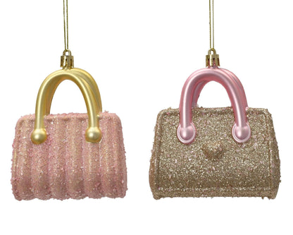 Christbaumanhänger "Shopping Bag" gold rosa 2 Stück (10,3 cm) - Amiras Zauber