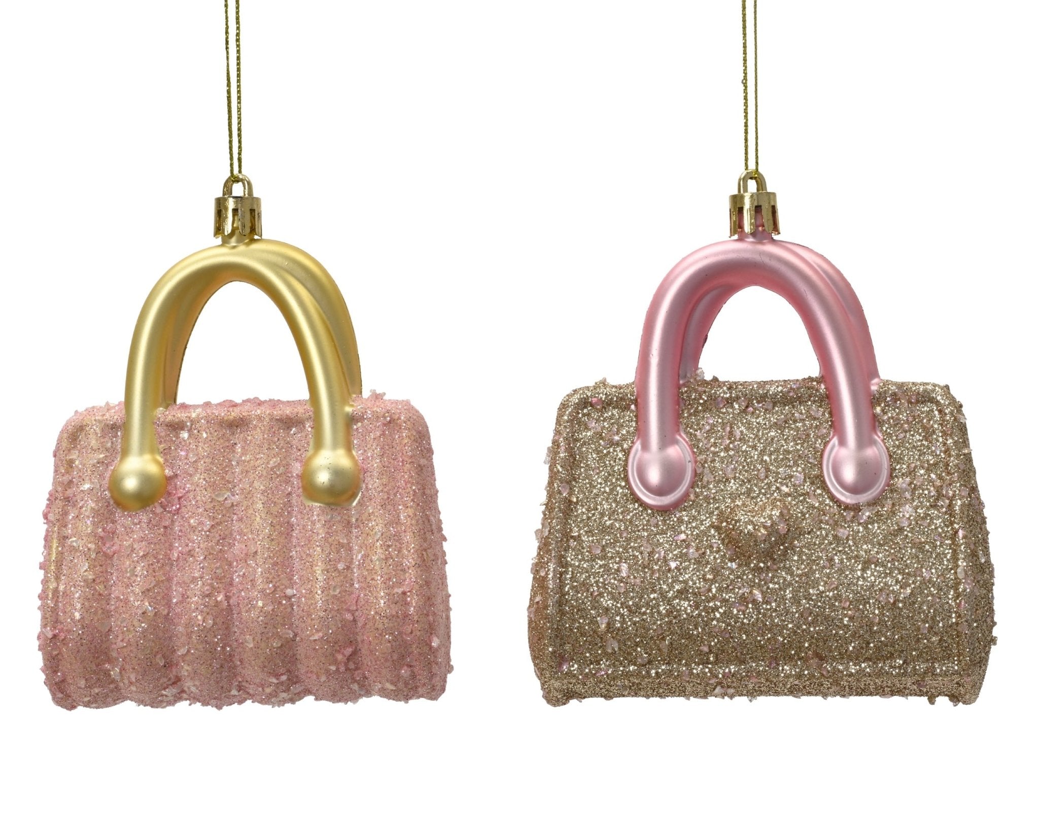 Christbaumanhänger "Shopping Bag" gold rosa 2 Stück (10,3 cm) - Amiras Zauber