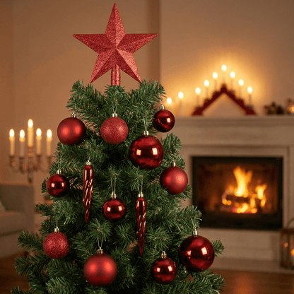 [KI] Christbaumkollektion rot 33tlg. (Ø 8 cm) incl. Spitze (Ø 19 cm) - Amiras Zauber