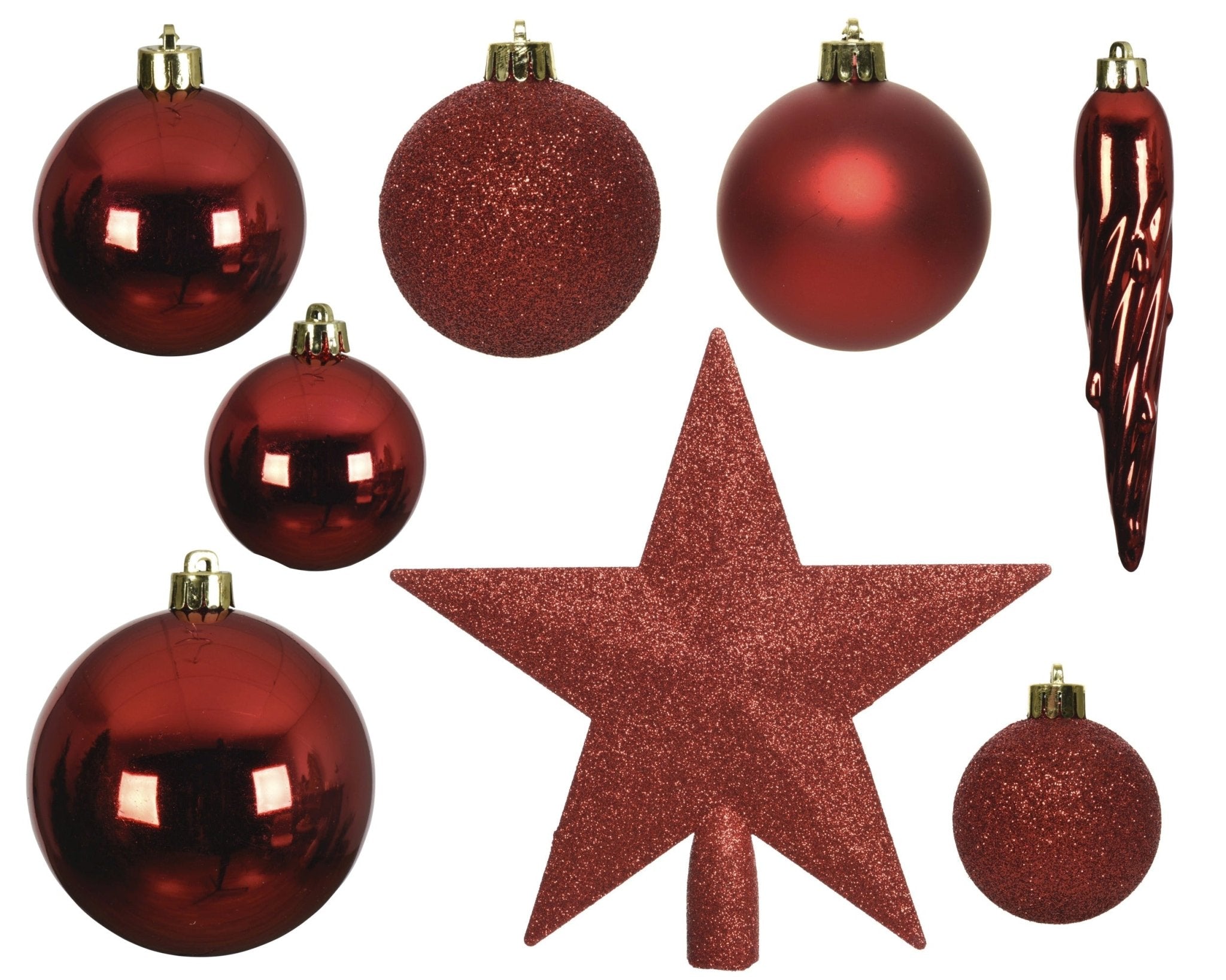 Christbaumkollektion rot 33tlg. (Ø 8 cm) incl. Spitze (Ø 19 cm) - Amiras Zauber