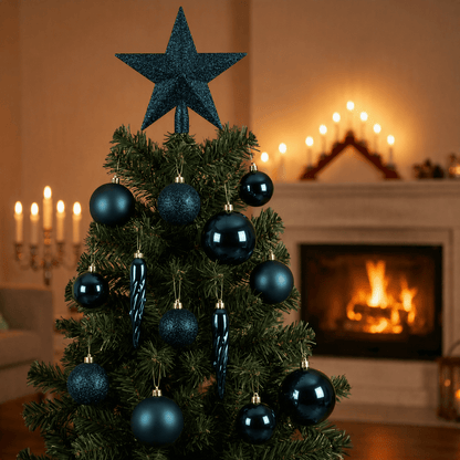 [KI] Christbaumkollektion Smaragd 33-tlg. (Ø 8 cm) inkl. Spitze (Ø 19 cm) - Amiras Zauber