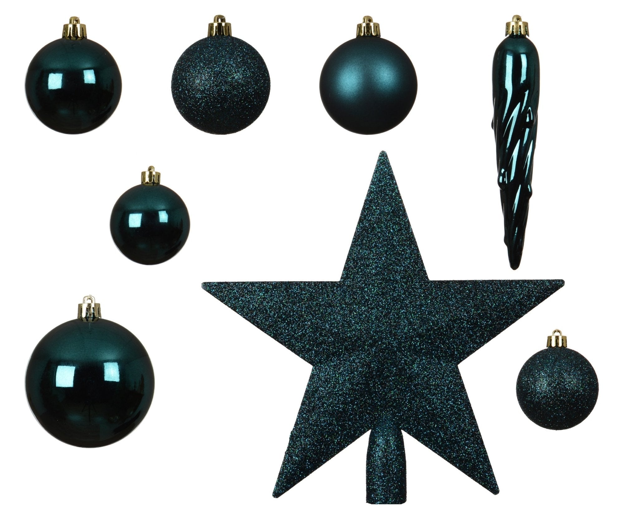 Christbaumkollektion smaragd 33tlg. (Ø 8 cm) incl. Spitze (Ø 19 cm) - Amiras Zauber