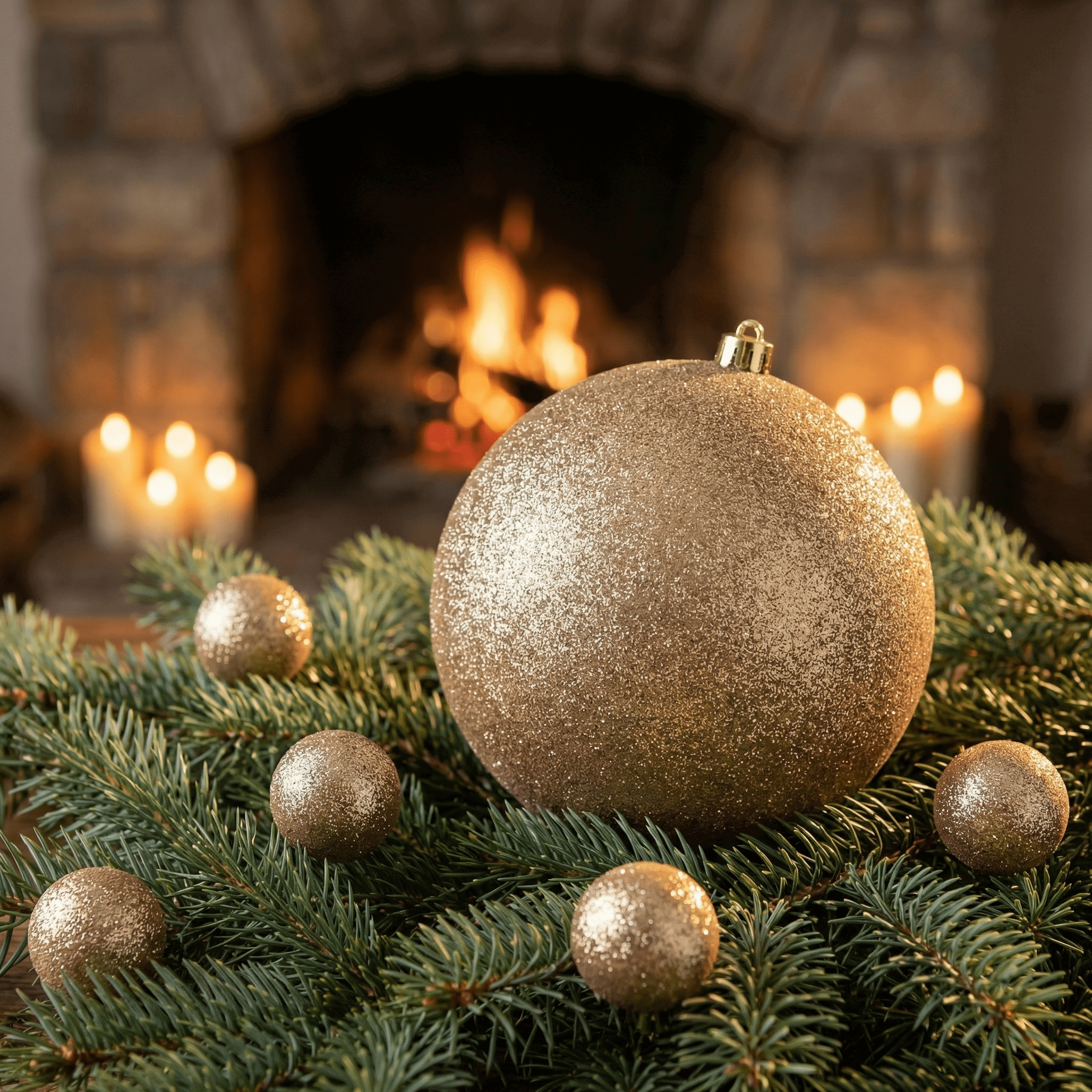[KI] Christbaumkugel Glitzer gold (Ø 25 cm) - Amiras Zauber