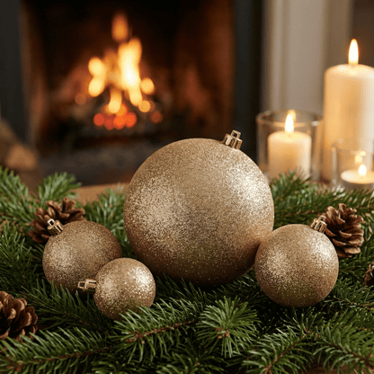 [KI] Christbaumkugel Glitzer gold (Ø 20 cm) - Amiras Zauber