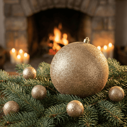 [KI] Christbaumkugel Glitzer gold (Ø 25 cm) - Amiras Zauber