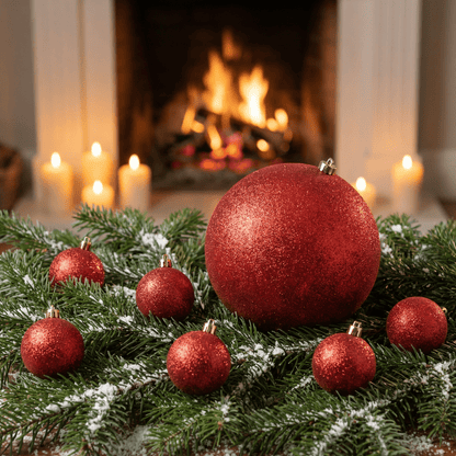 [KI] Christbaumkugel Glitzer rot (Ø 20 cm) - Amiras Zauber