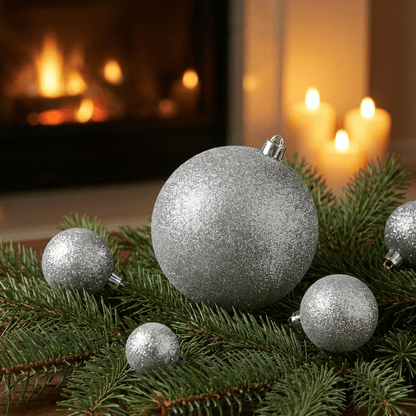 [KI] Christbaumkugel Glitzer Silber (Ø 20 cm) - Amiras Zauber