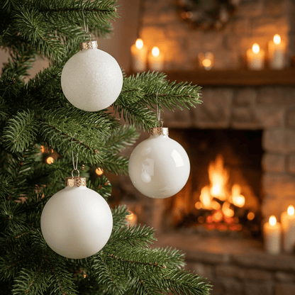 [KI] Christbaumkugel Mix wollweiss 45tlg. (Ø 6 cm) - Amiras Zauber