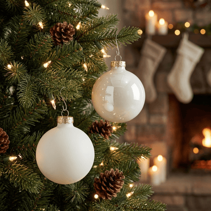 [KI] Christbaumkugel Mix wollweiss matt/glanz 4tlg. (Ø 10 cm) - Amiras Zauber