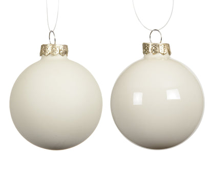 Christbaumkugel Mix wollweiss matt/glanz 8tlg. (Ø 7 cm) - Amiras Zauber