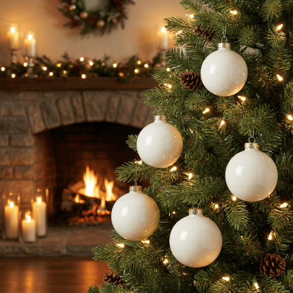 [KI] Christbaumkugel wollweiss Glanz 1 Stück (Ø 15 cm) - Amiras Zauber