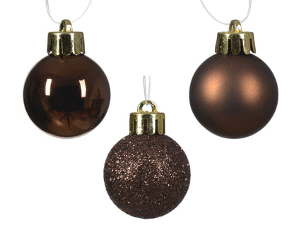 Christbaumkugeln Espresso Mix 14tlg. (Ø 3 cm) - Amiras Zauber