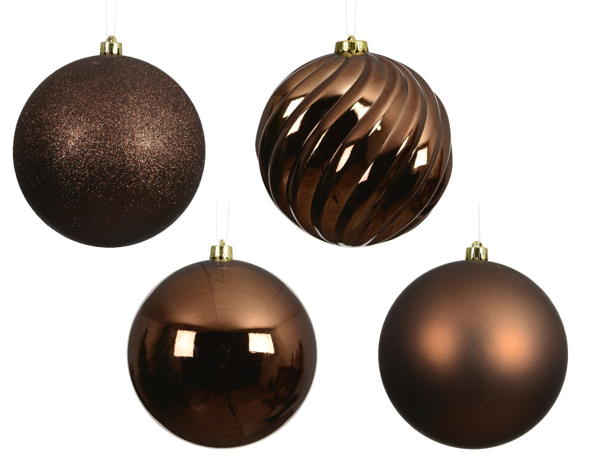 Christbaumkugeln Espresso Mix 4tlg. (Ø 14 cm) - Amiras Zauber