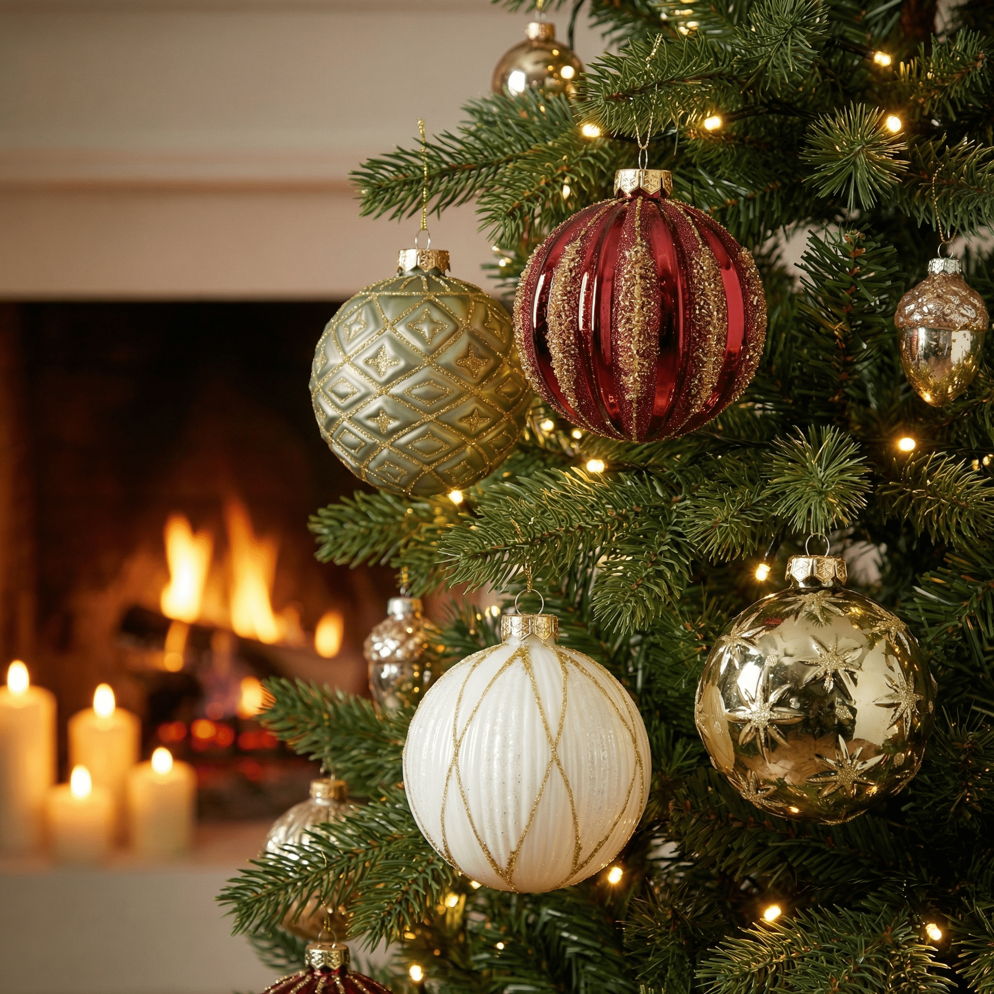[KI] Christbaumkugeln Festtagsornamente 12tlg. (Ø 10 cm) - Amiras Zauber