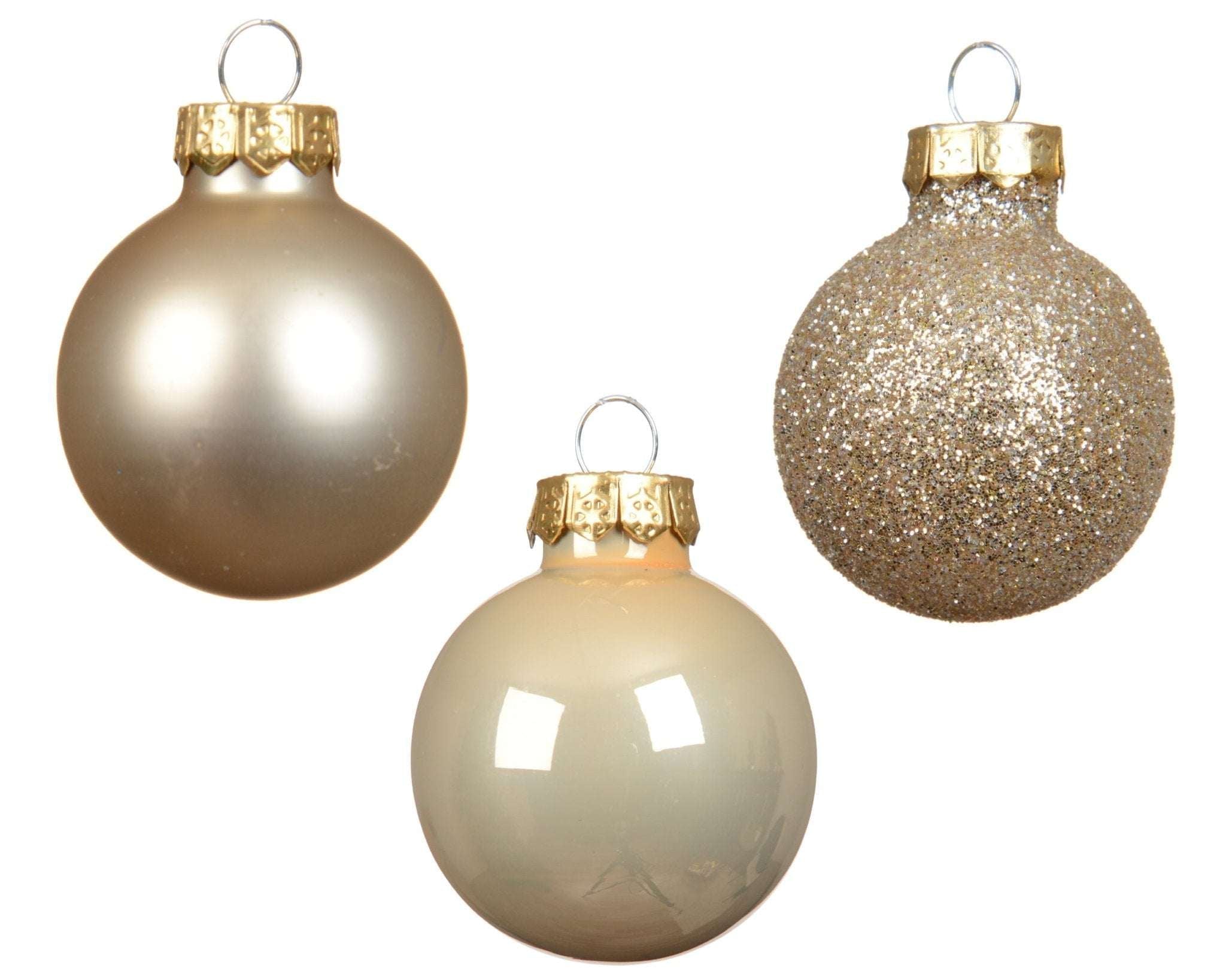 Christbaumkugeln Mini gold-glitzer/champagner 9tlg. (Ø 3 cm) - Amiras Zauber
