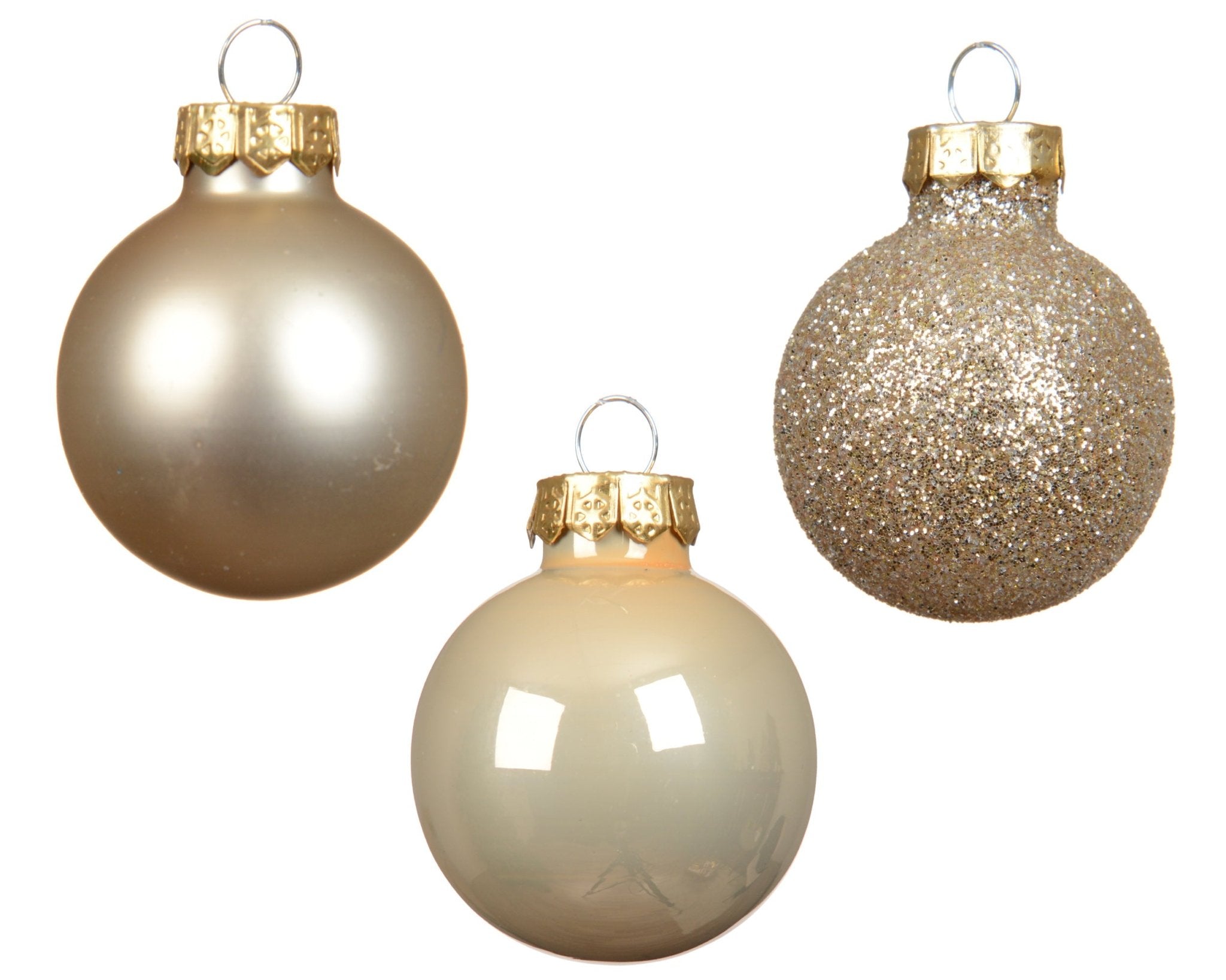 Christbaumkugeln Mini gold - glitzer/champagner 9tlg. (Ø 3 cm) - Amiras Zauber