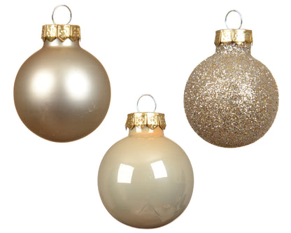 Christbaumkugeln Mini gold - glitzer/champagner 9tlg. (Ø 3 cm) - Amiras Zauber