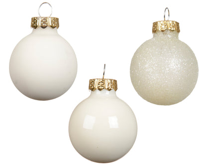 Christbaumkugeln Mini silber - glitzer /wollweiß 9tlg. (Ø 3 cm) - Amiras Zauber