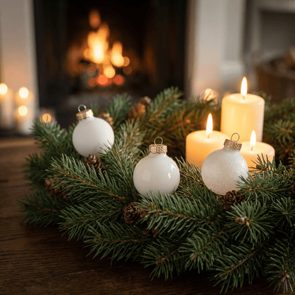 [KI] Christbaumkugeln Mini silber - glitzer /wollweiß 9tlg. (Ø 3 cm) - Amiras Zauber