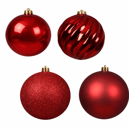 Christbaumkugeln Rot Mix 4tlg. (Ø 14 cm) - Amiras Zauber