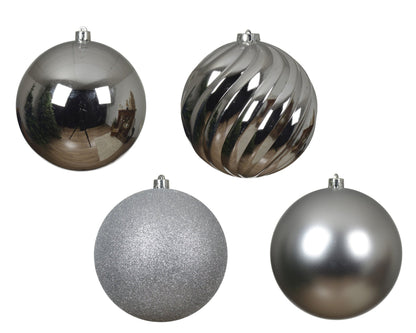 Christbaumkugeln Silber Mix 4tlg. (Ø 14 cm) - Amiras Zauber
