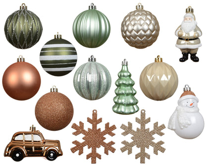 Christbaumschmuck Set Nostalgie Mix grün/gold 25tlg. (8 cm) - Amiras Zauber