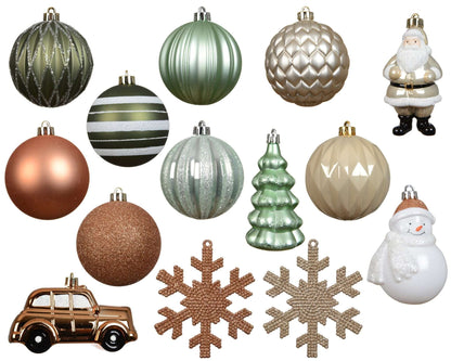 Christbaumschmuck Set Nostalgie Mix grün/gold 25tlg. (8 cm) - Amiras Zauber