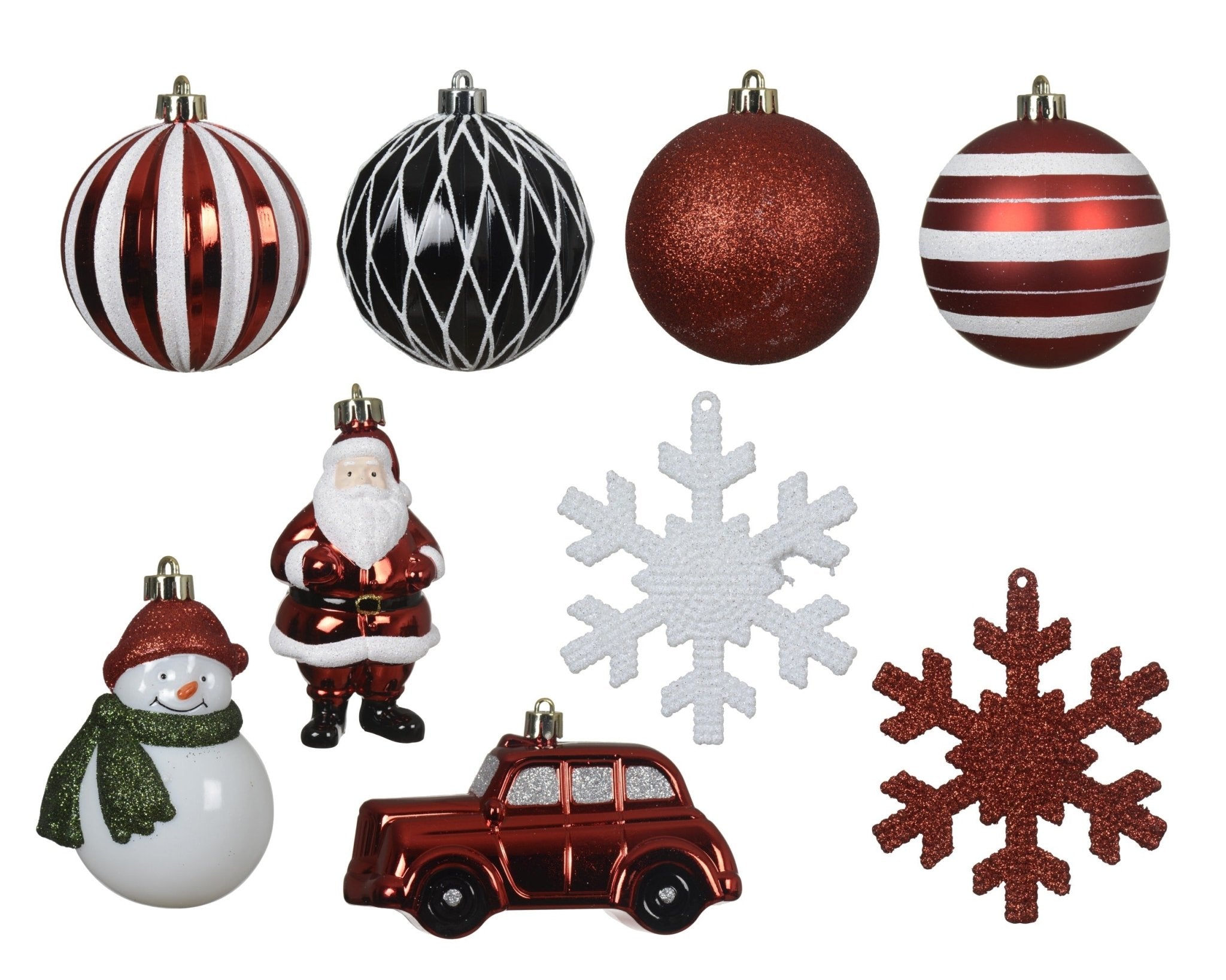 Christbaumschmuck Set Nostalgie Mix rot/weiß 25tlg. (8 cm) - Amiras Zauber