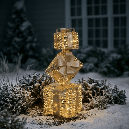 [KI] Deko Geschenketurm mit LED (25 x 25 x 73 cm) outdoor - Amiras Zauber