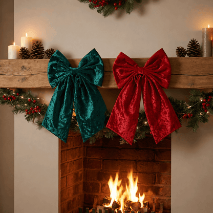 [KI] Deko Schleife „Festive Glam“ 2er-Set rot und grün (36 x 45 x 6 cm) - Amiras Zauber