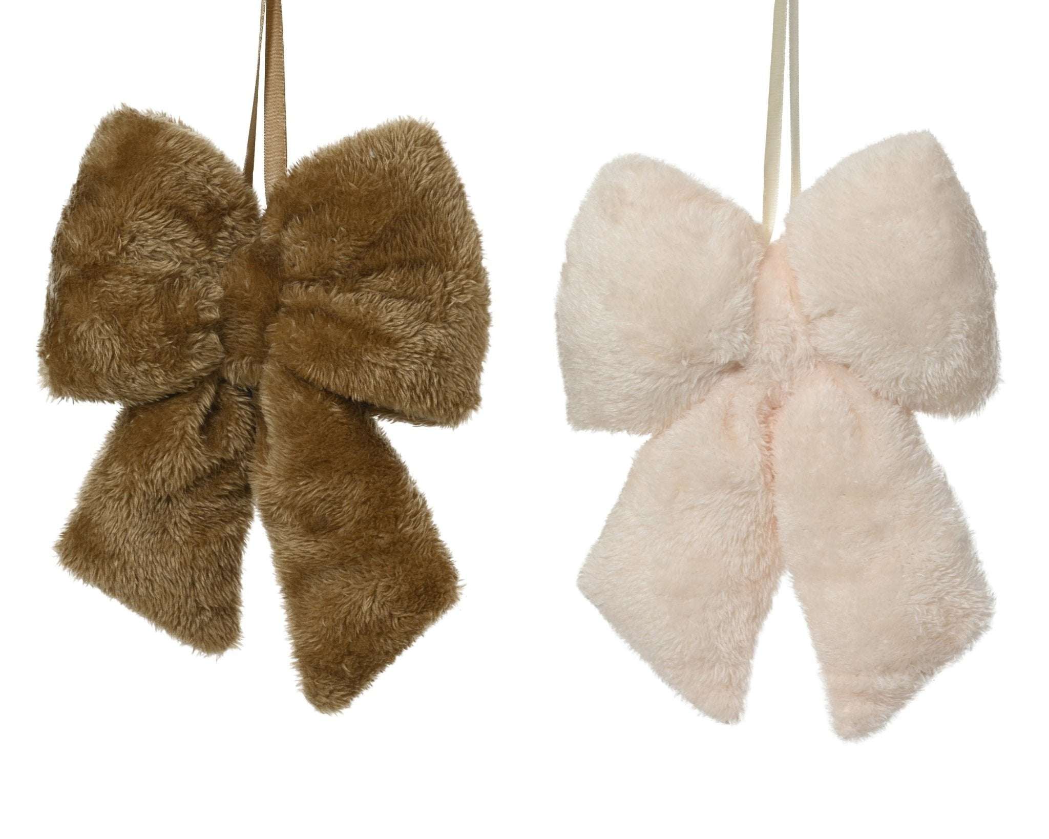 Deko Schleifen Plüsch 2er-Set mittel braun/beige (7 x 21 x 30 cm) - Amiras Zauber