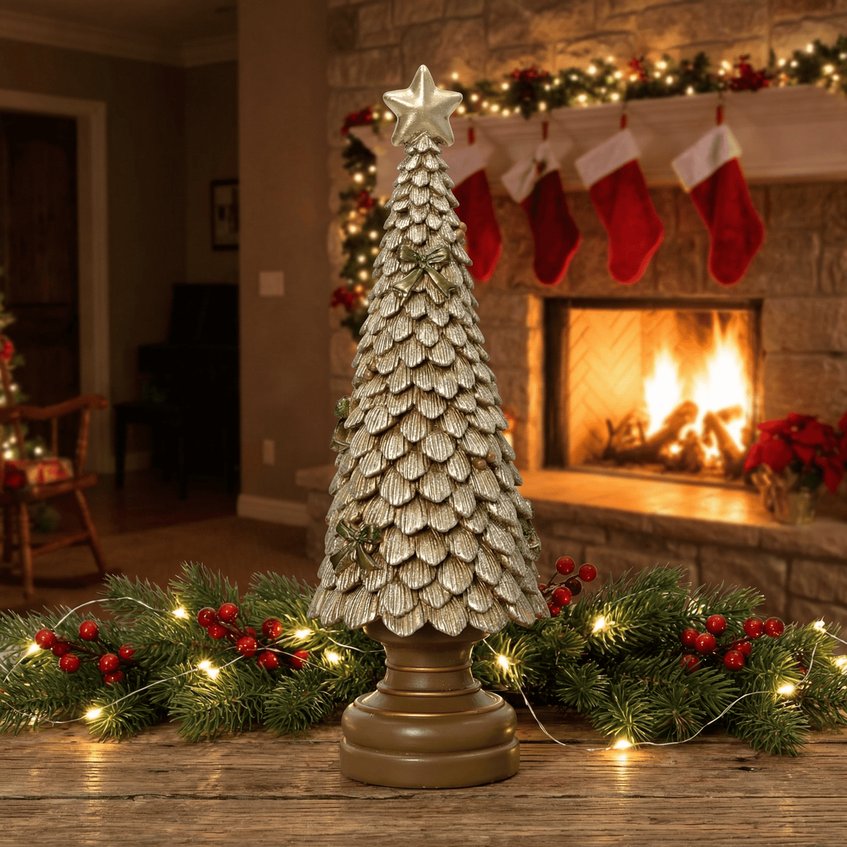 Großer Weihnachtsbaum Tischdeko Gold – Amiras Zauber