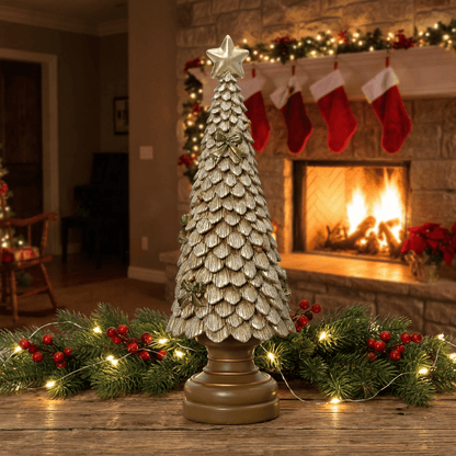 [KI] Deko - Weihnachtsbaum gold groß (12 x 12 x 36 cm) - Amiras Zauber