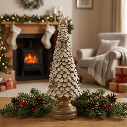 [KI] Deko - Weihnachtsbaum gold klein (10 x 10 x 23 cm) - Amiras Zauber