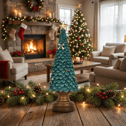 [KI] Deko - Weihnachtsbaum smaragd groß (12 x 12 x 36 cm) - Amiras Zauber