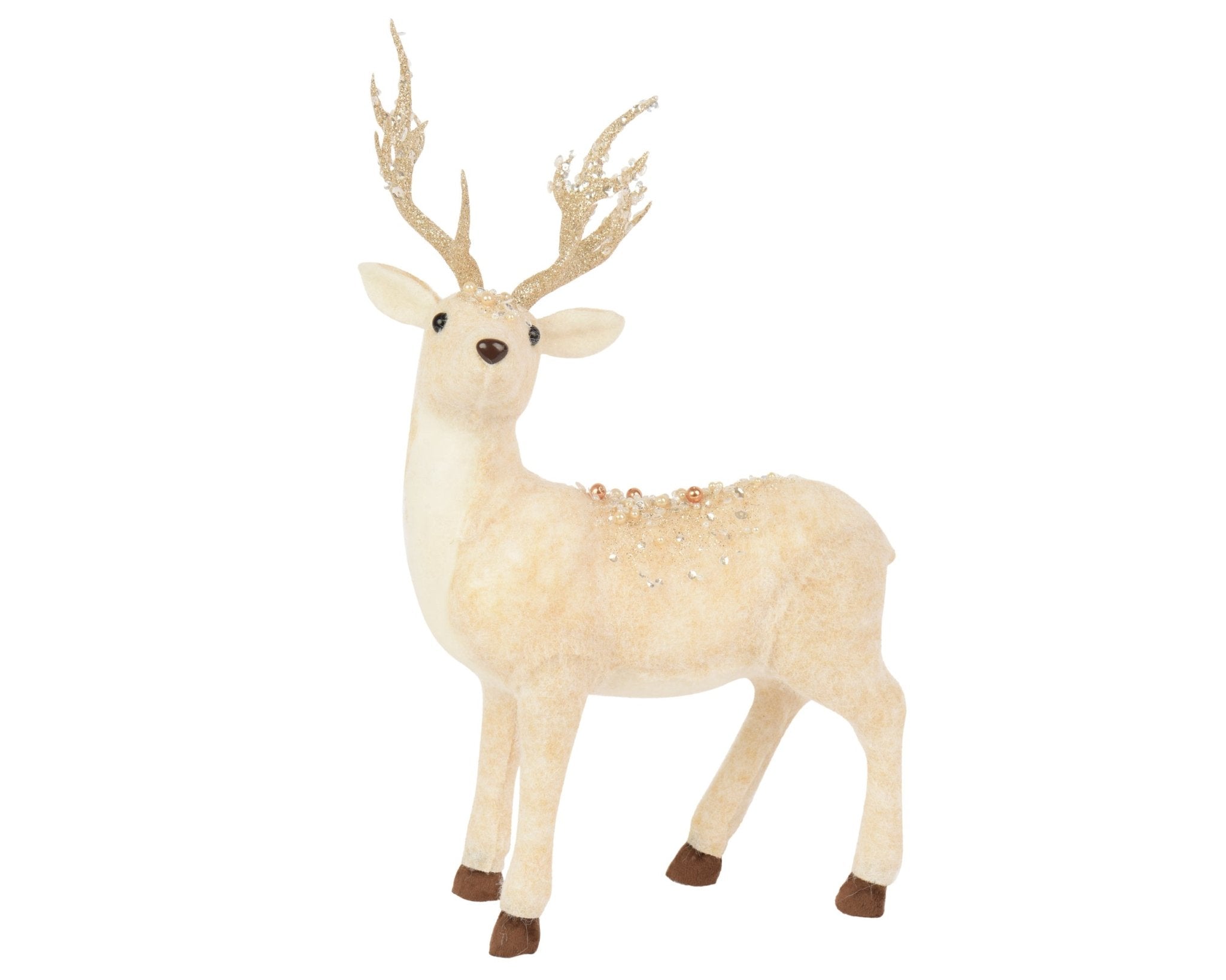 Dekofigur Hirsch „festlicher Goldglanz“ (18 x 26 x 42 cm) - Amiras Zauber