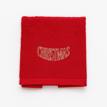 Handtuch Set 2 - teilig „Merry Christmas" Rot - Amiras Zauber
