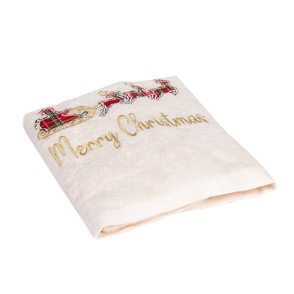 Handtuch Set 2 - teilig „Merry Christmas" Weiß - Amiras Zauber