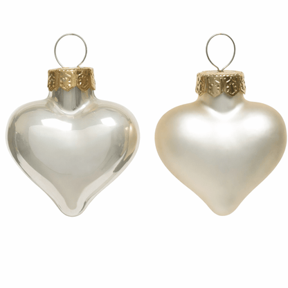 Herzanhänger champagner "Christmas Love" matt/emaille 12tlg. (Ø 4,5 cm) - Amiras Zauber