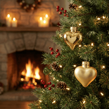 [KI] Herzanhänger "Christmas Love" gold matt/glänzend 12tlg. (Ø 4,5 cm) - Amiras Zauber
