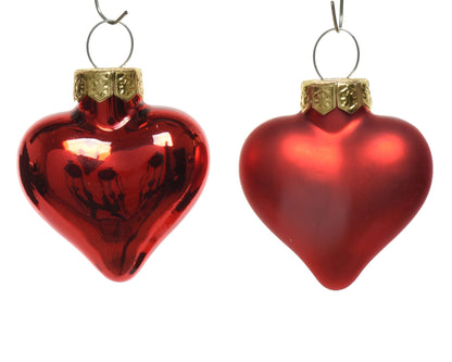 Herzanhänger "Christmas Love" rot matt/glänzend 12tlg. (Ø 4,5 cm) - Amiras Zauber