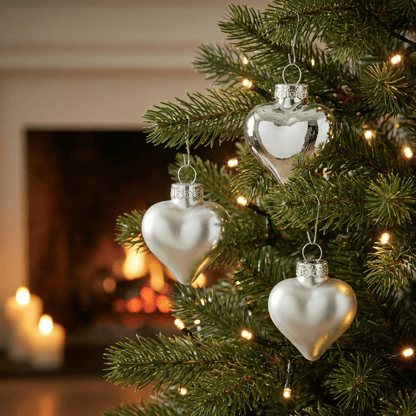 [KI] Herzanhänger "Christmas Love" silber matt/glänzend 12tlg. (Ø 4,5 cm) - Amiras Zauber
