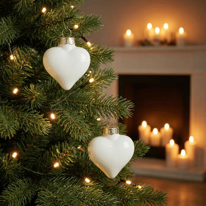 [KI] Herzanhänger creme "Christmas Love" 12tlg. (Ø 4,5 cm) - Amiras Zauber