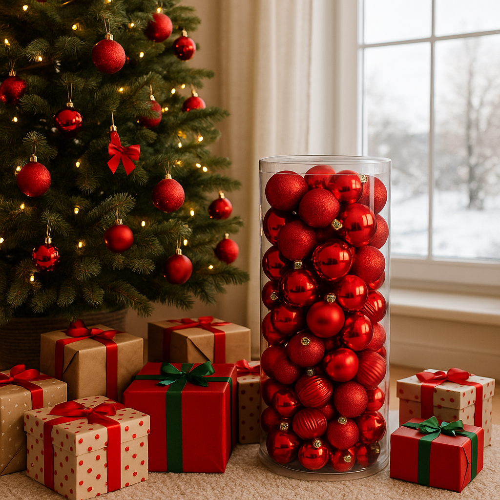 100-teiliges Christbaumkugel-Set - Rot