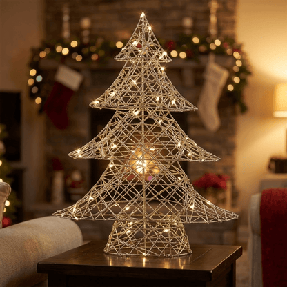 [KI] LED Festtagsfreude „Goldene Tanne“ groß (11 x 48 x 60 cm) - Amiras Zauber