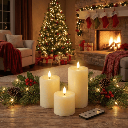 [KI] LED Kerzen 3er Set in Wachsoptik warmweiss (20 cm, 12,5 cm, 7,5 cm) indoor - Amiras Zauber