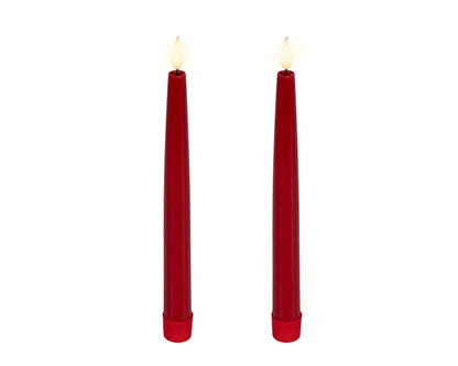 LED Stab - Kerzen 2er Set Wachsoptik rot (2,2cm x 24,5cm) indoor - Amiras Zauber