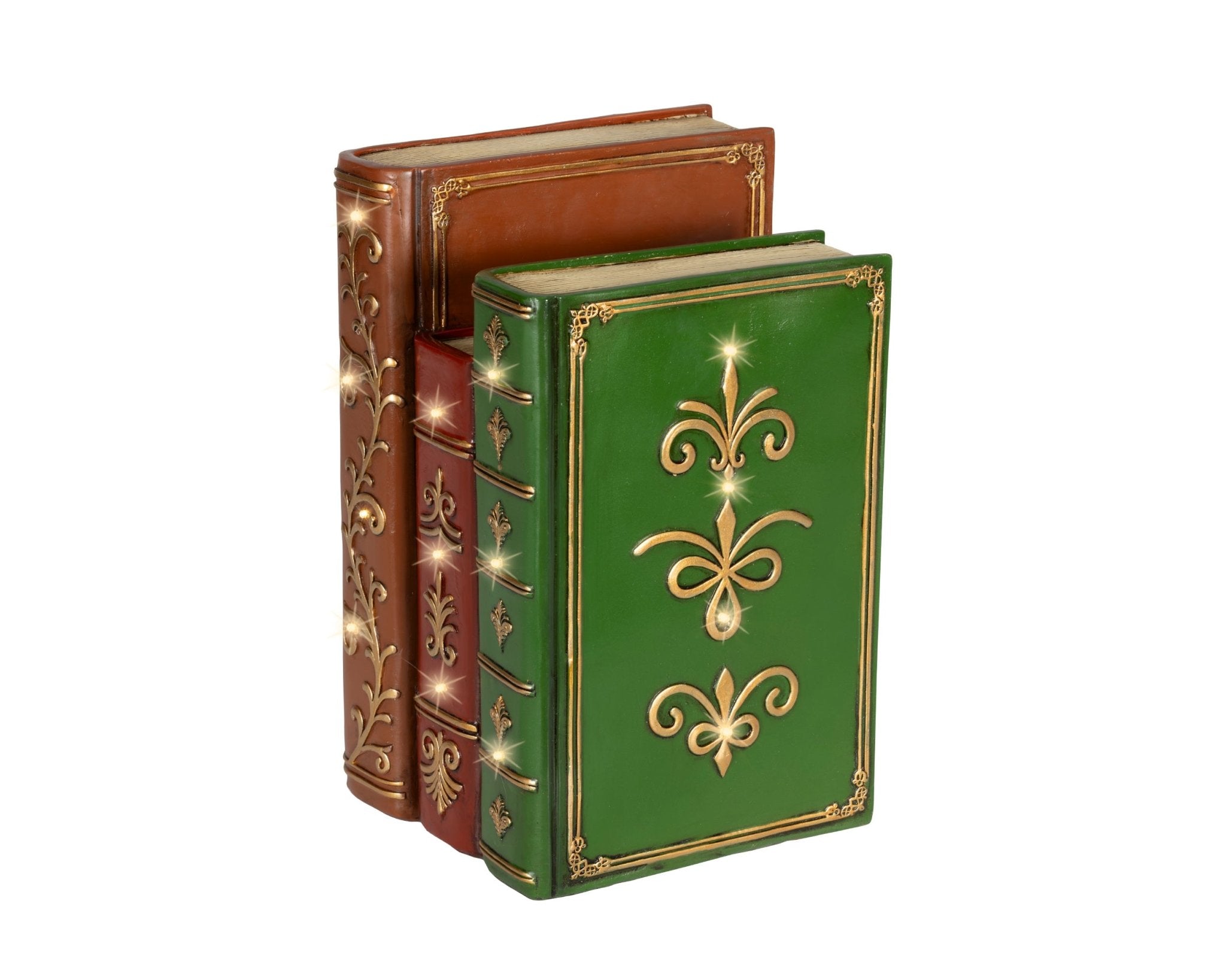 LED Weihnachts - Dekobücher mit Goldprägung (15,5 x 18,5 x 27 cm) - Amiras Zauber
