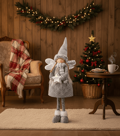 [KI] LED Weihnachtsengel „Silver Glow“ (67 cm) - Amiras Zauber